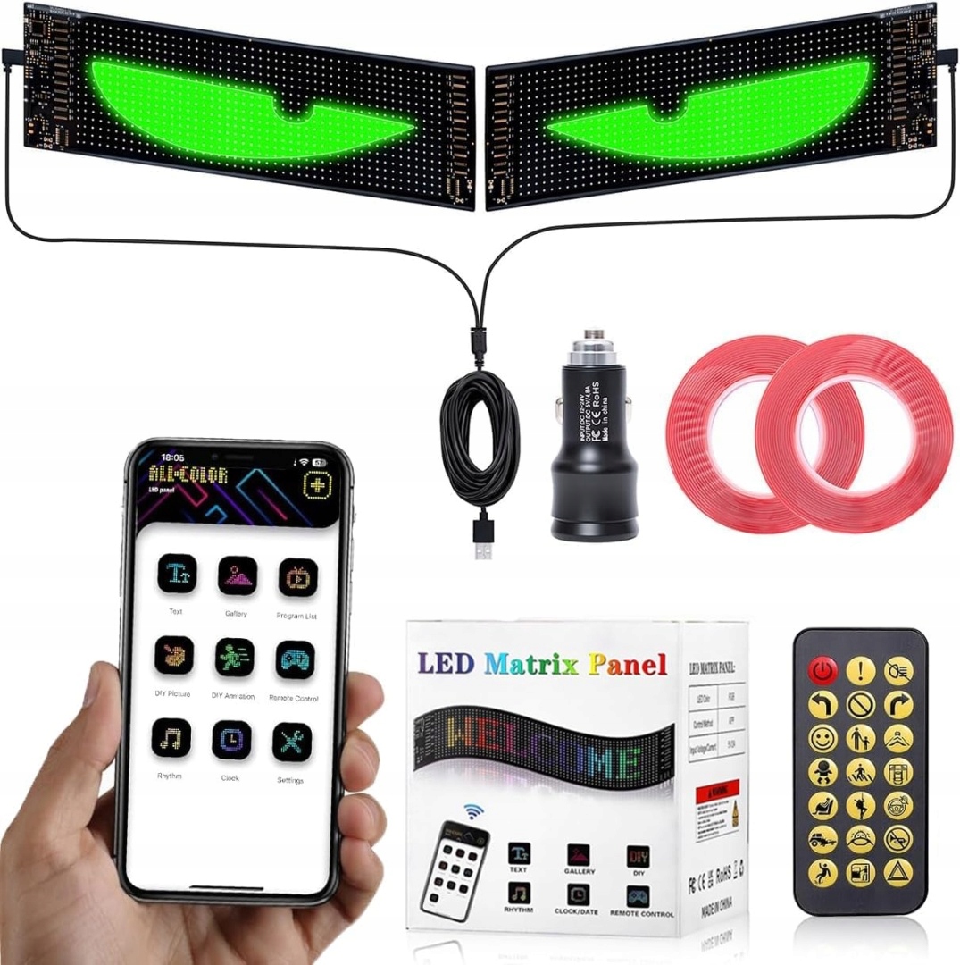 Flexibilní Led Panel Displej 12x60 cm Aplikace, Dálkový Ovladač – 2 Kusy