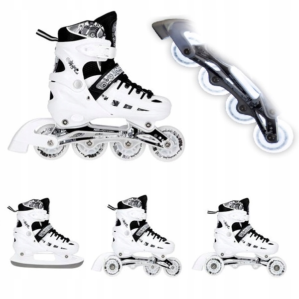 Brusle 2v1 Nastavitelné 4v1 Kolečkové brusle Kolečkové Brusle s vyměnitelnou lyžinou Bílé 31-34