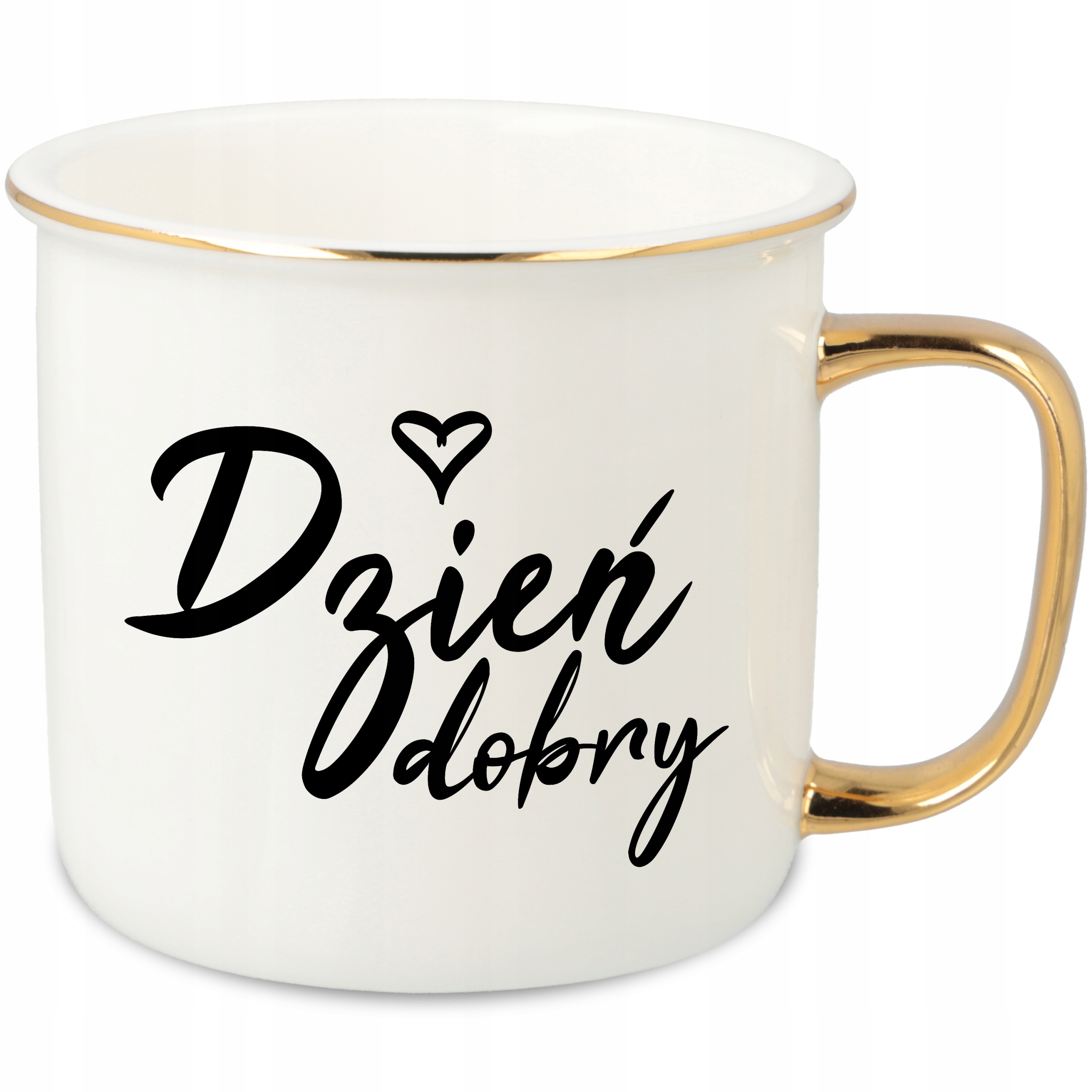 Hrnek Ucho Forma Zlatý Porcelánový Retro 280ML Dárek Pro Dobrý Den Vzory