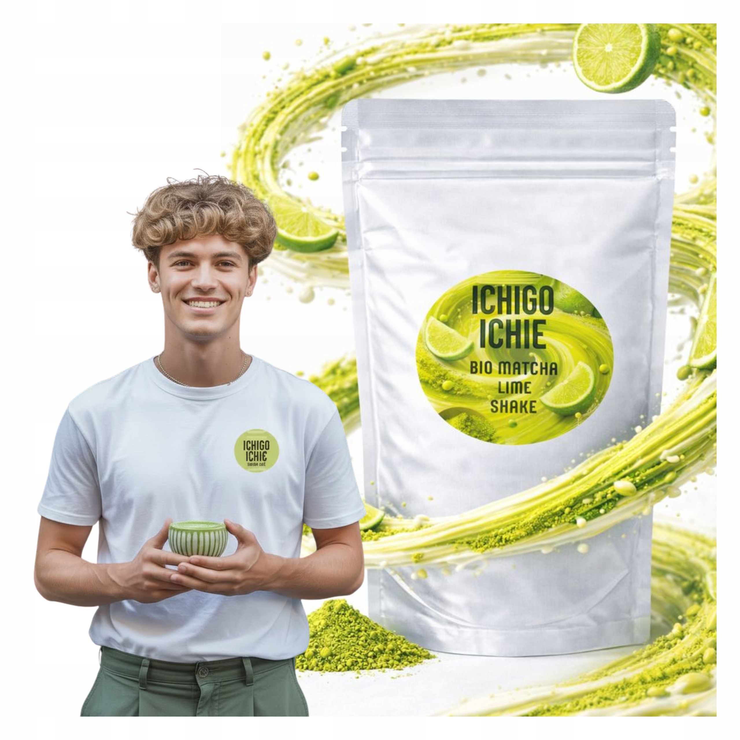 Levně Koktejl Matcha Limetka Výživný nápoj Shake Lime Smoothie Organický 300 g