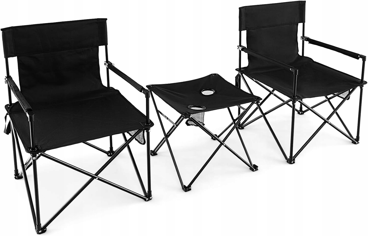 Zestaw 2 szt krzeseł kempingowych turystycznych szerokie duże plus stolik