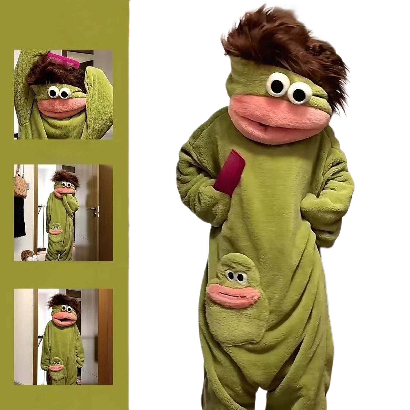 Zabawny onesie z dużym ustem z flaneli, ciepła odzież domowa, dla obu płci