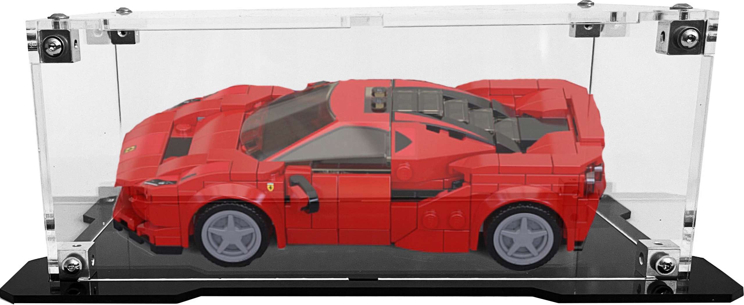 Vitrína s černou základnou pro stavebnici Lego 76895 Ferrari F8 Tributo