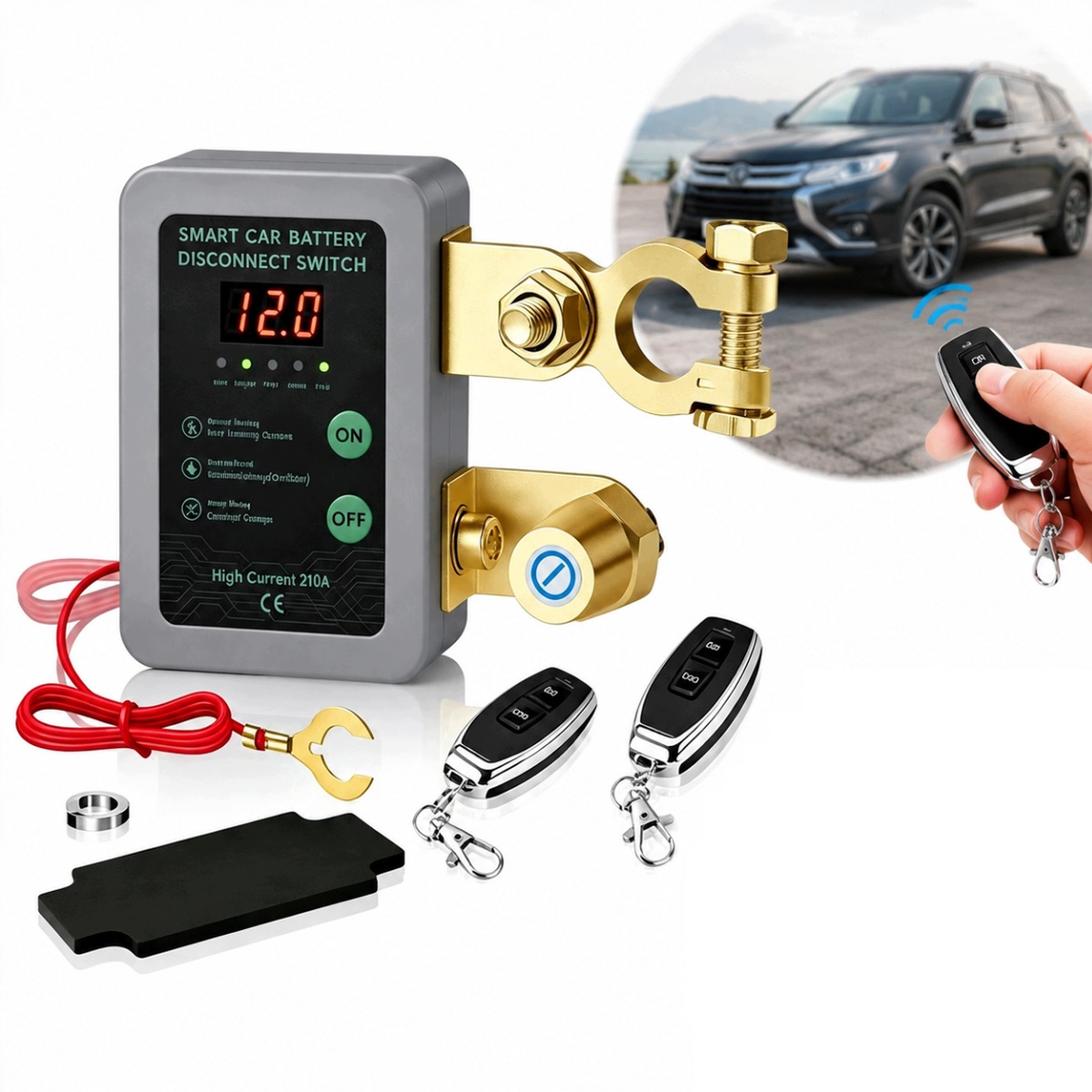 Zdalny automatyczny wyłącznik odłącznik akumulatora 12V 240A 2x pilot