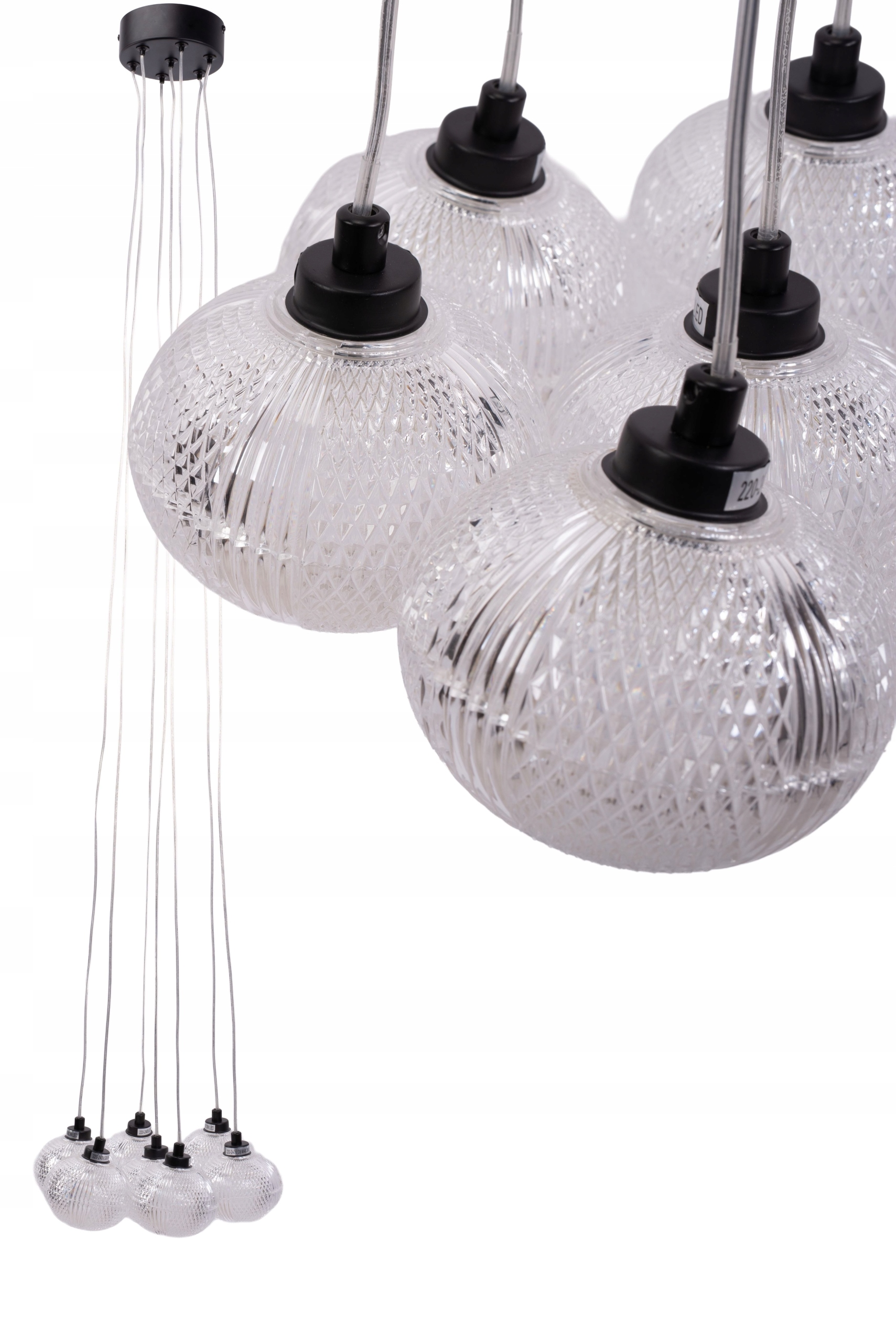 Závěsná lampa Křišťálová Černá Loft 7xG9 Akrylová závěsná lampa do obývacího pokoje