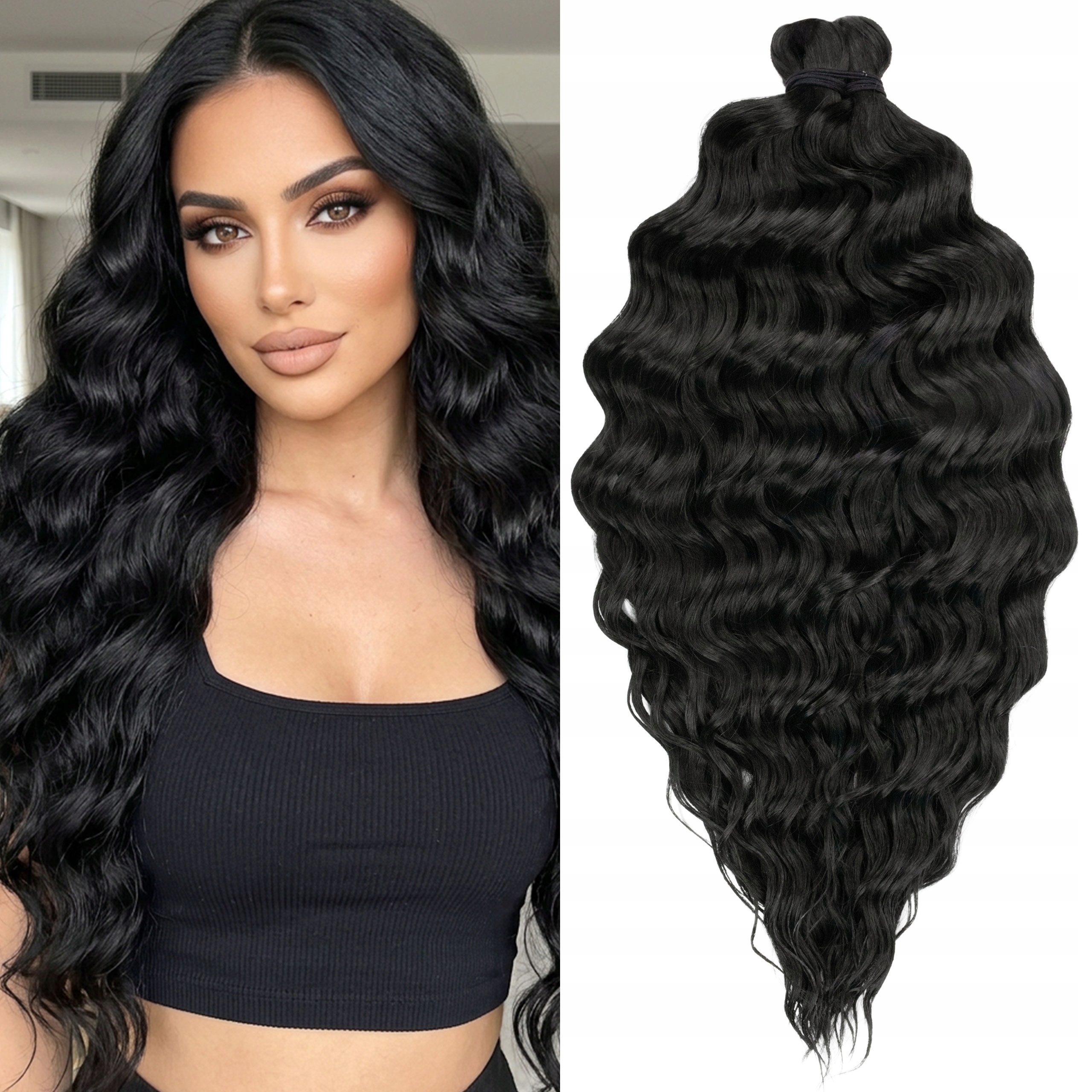 Włosy syntetyczne sztuczne star wave Afroloki 300g fale loki czarny 55cm