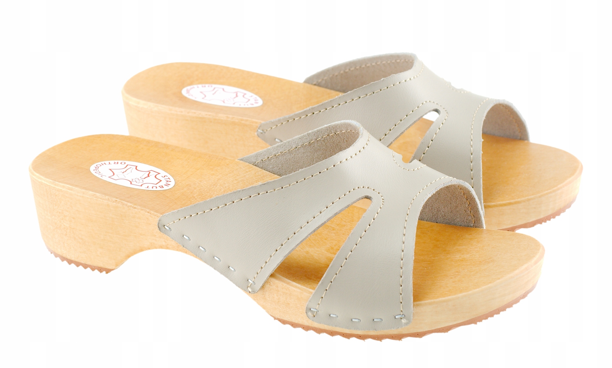 

Wygodne klapki damskie z otworami, Beżowe 38