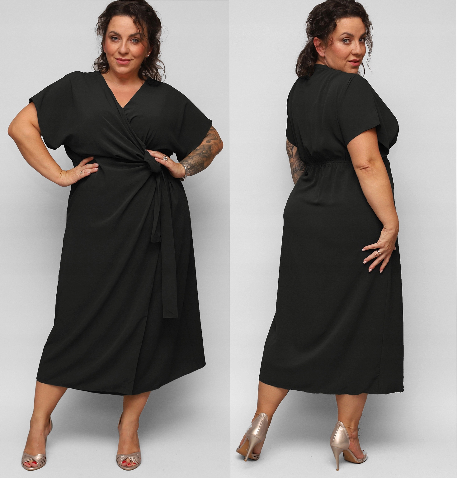 Elegantní dlouhá černá Obálková šaty Plus Size pro oslavu oslav 48 4XL