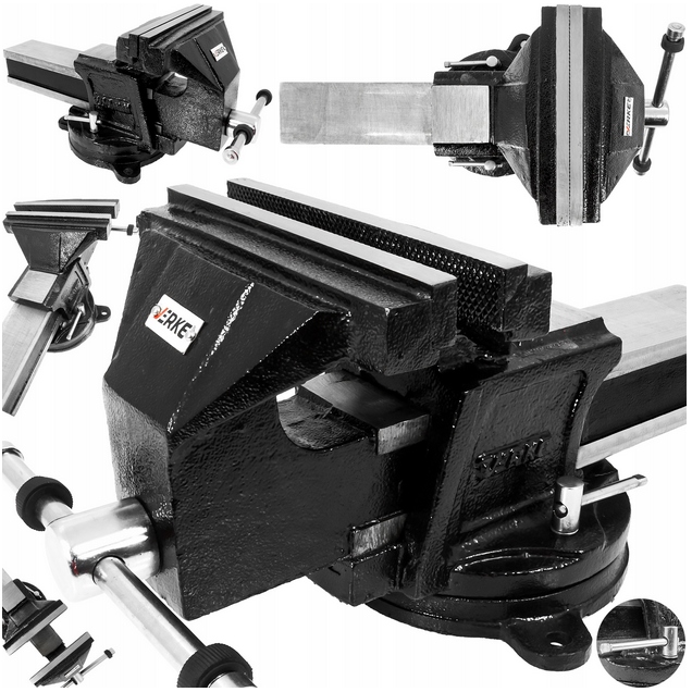 Тиски слесарные поворотные наковальня чугунные 200 мм