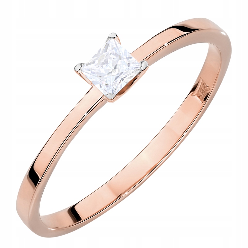 Zlatý Prstýnek pr. 585 14k s čtvercovým briliantem 0,15 ct