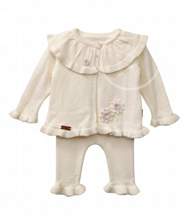 Komplet dres akrylowy dla dziewczynki sweter+ spodnie rozmiar 68 (6-9 m)