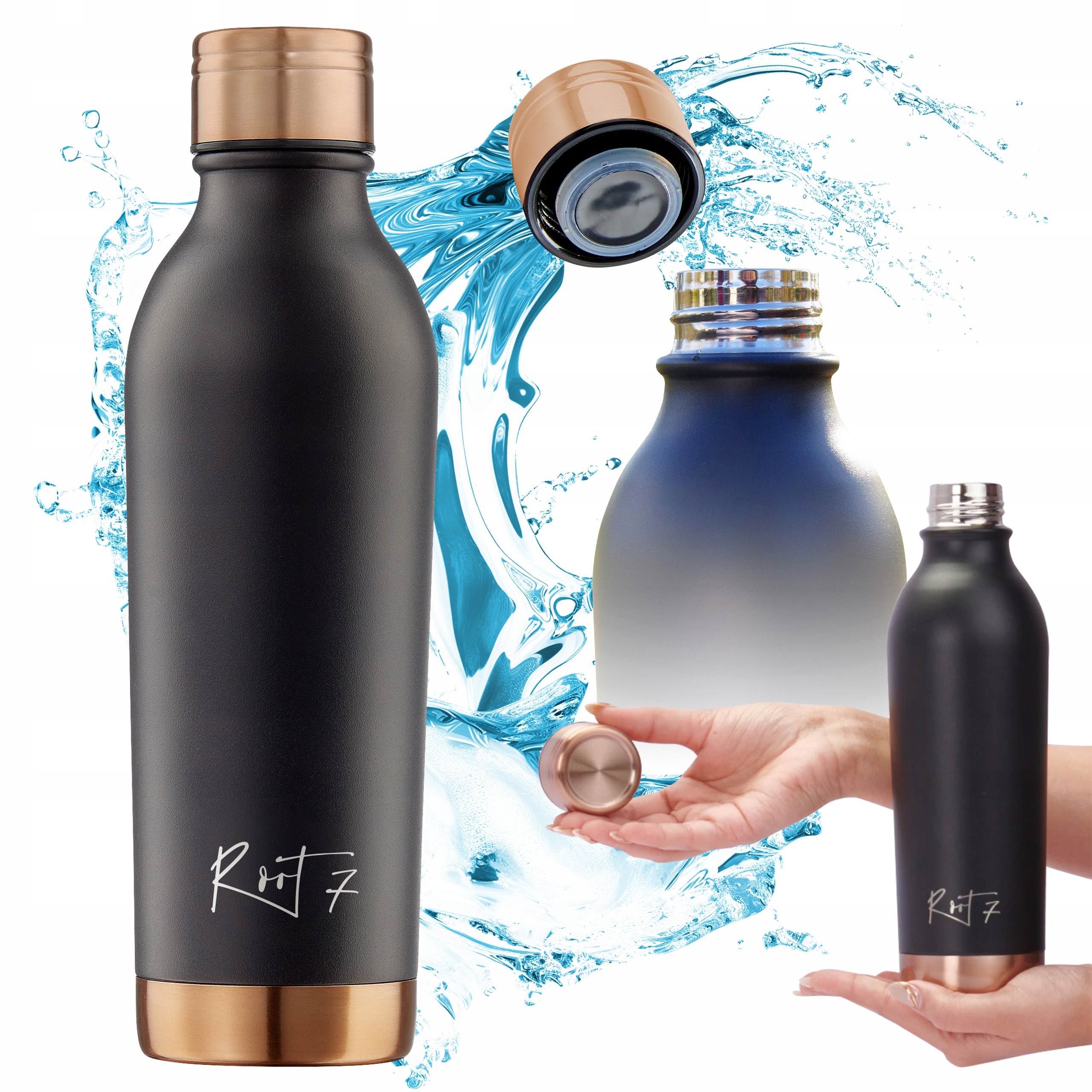 Termoláhev Na Vodu Kávu Termoska Ocelová 500 ML Root7 Černá