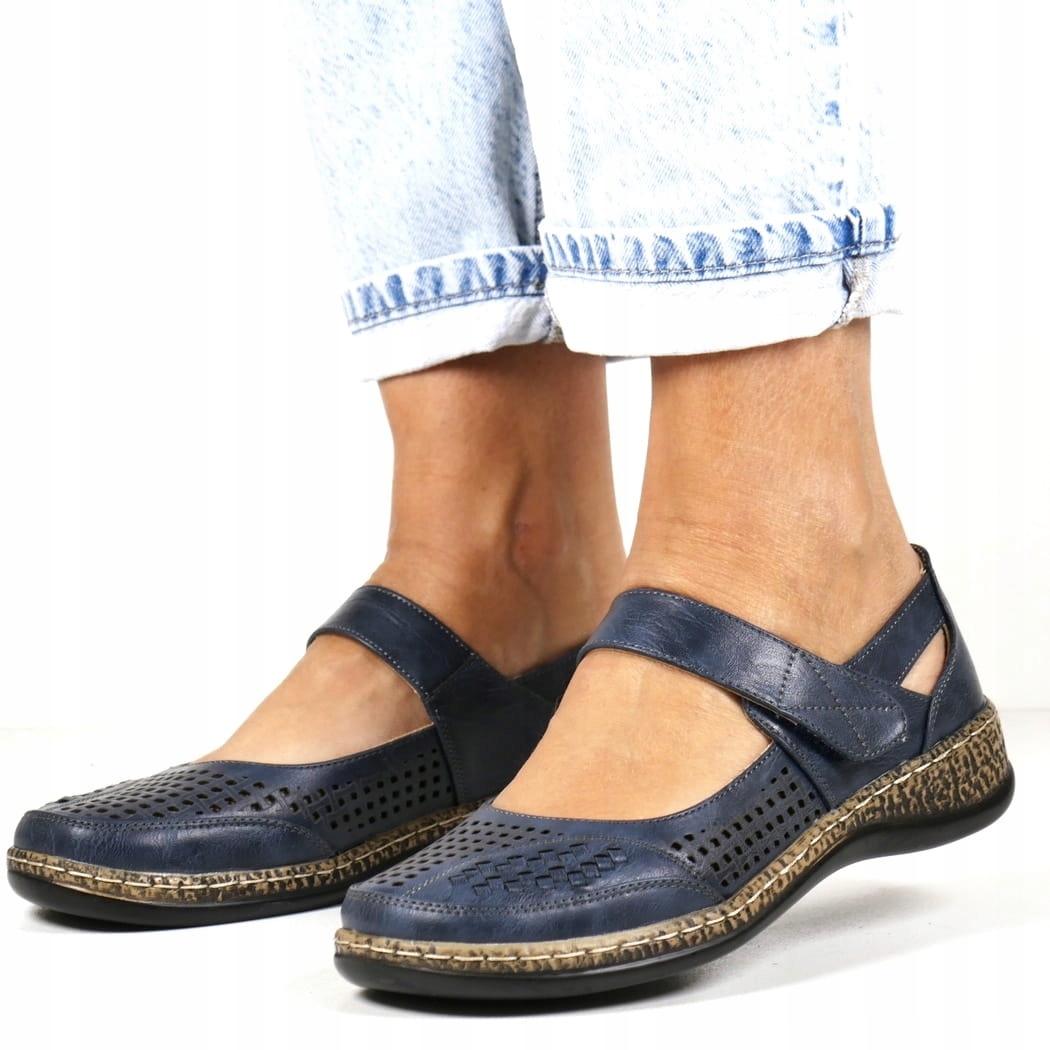 Ažurové Polobotky Se Zapínáním Na Suchý Zip, Pohodlné, Lehké, Modré, Tmavě Modré 37