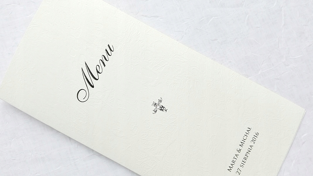 Menu weselne na stoły klasyczne Wysokość produktu 21 cm