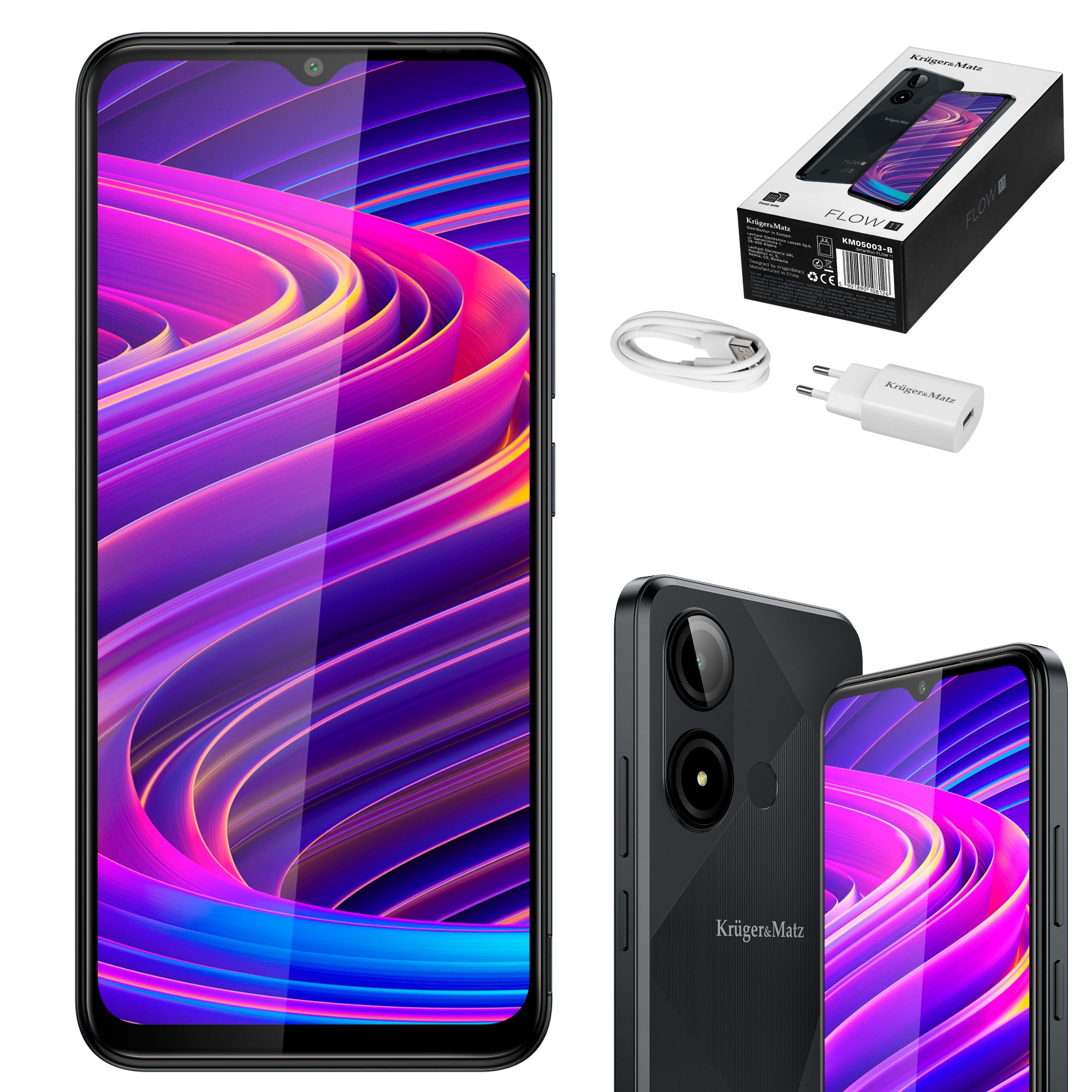 Smartphone Kruger&Matz Flow 11 6,56" 4/64GB DualSIM 4000 mAh Lte černý