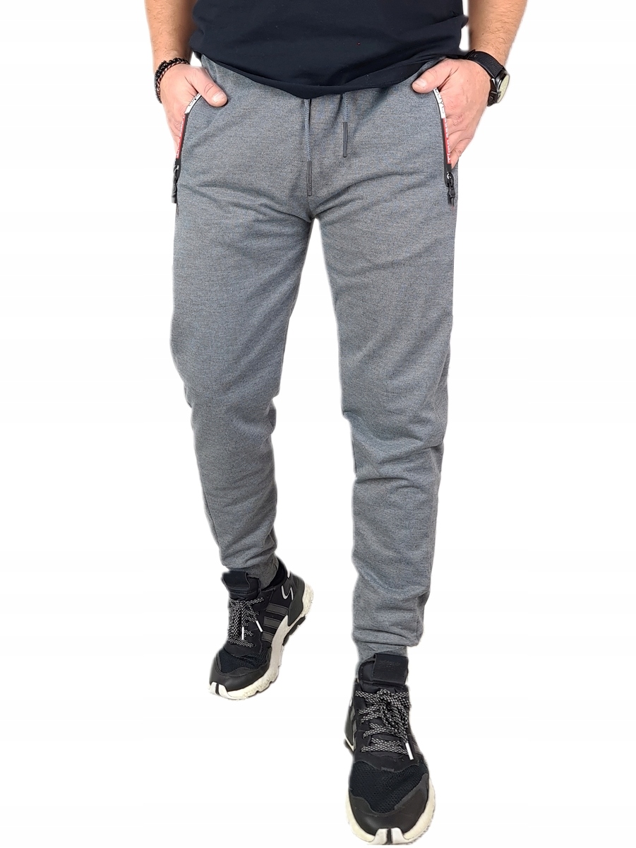 SPODNIE DRESOWE MĘSKIE DRESY modne JOGGERY kieszenie na zamek bawełna, L/XL Marka Distribution4you