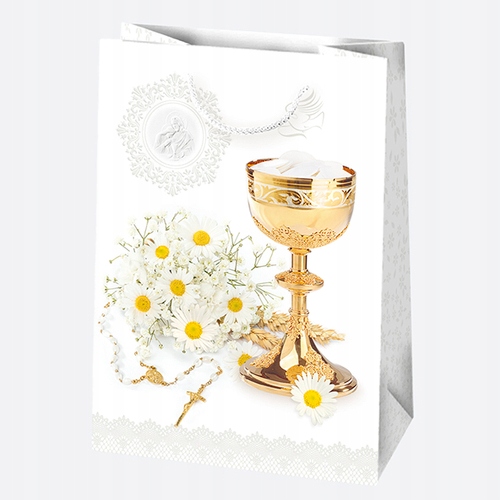 Torba ozdobna Komunia Kielich nagietki 23x32x11cm