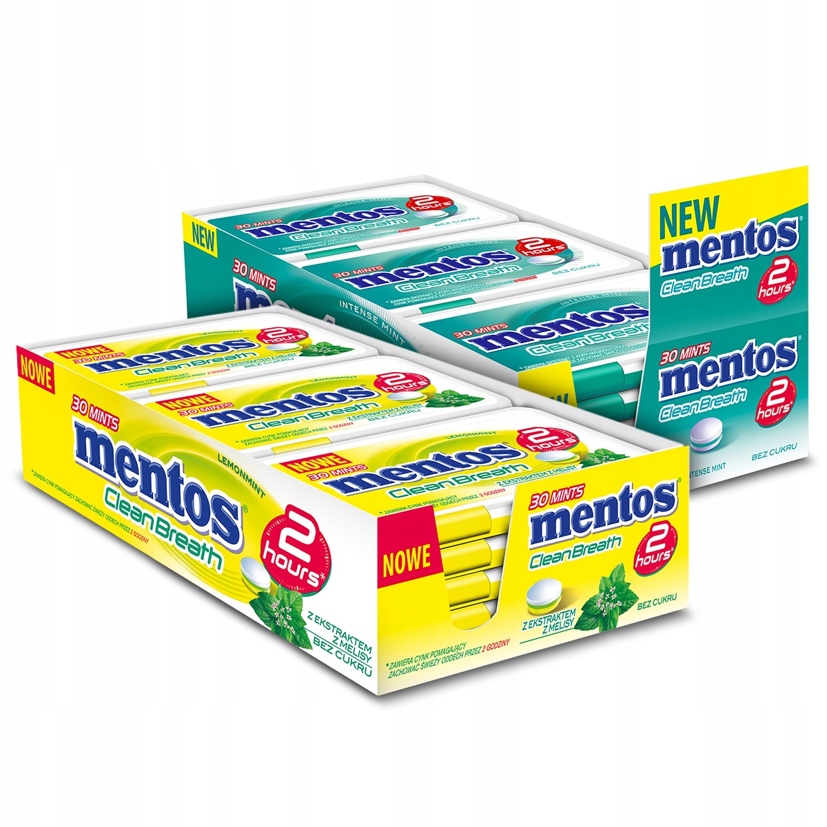 Zestaw Mentos Clean Breath pastylki Intense Mint i Melissa Lemon 24x21g