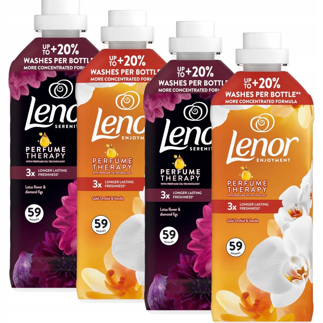 Lenor XL zestaw MIX Perfumowany płyn koncentrat do płukania tkanin 4x1239ml
