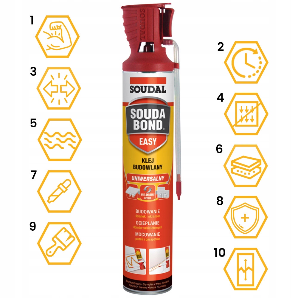 PIANOKLEJ DO STYROPIANU UNIWERSALNY KLEJ BUDOWLANY SOUDABOND SOUDAL 750ml Pojemność 750 ml