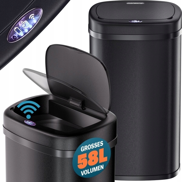 Dba Bezdotykový Jumbo odpadkový koš 58l černá Usb kabel zdarma (2575)