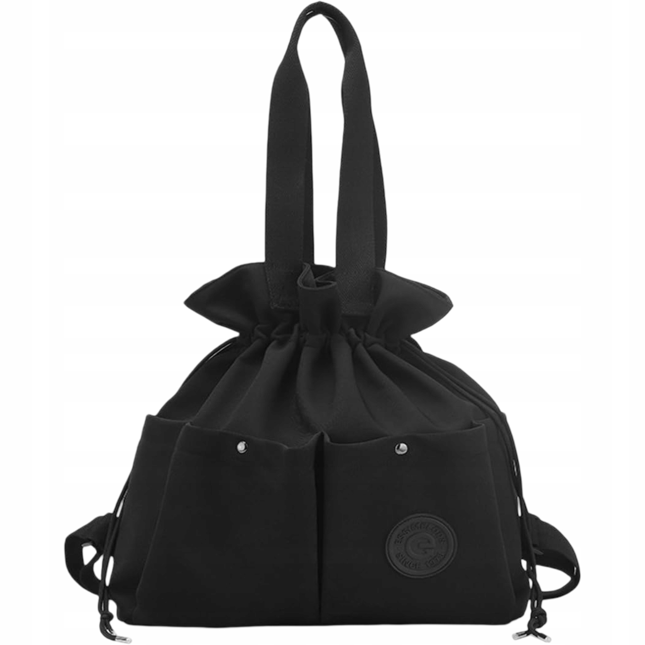 Taška s stahovací šňůrkou Cestovní velká kapacita Nylonová voděodolná černá