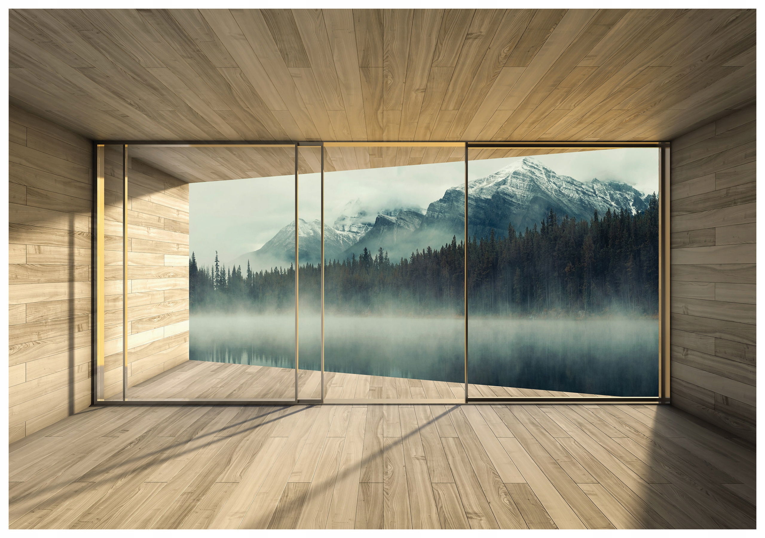 Fototapeta Hory Jezero Les Perspektiva Relaxace Příroda Dřevo 200x140 lepidlo