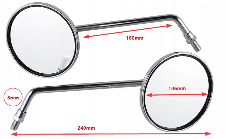 UNIWERSALNE LUSTERKA OKRĄGŁE M8 CHROM Producent inny