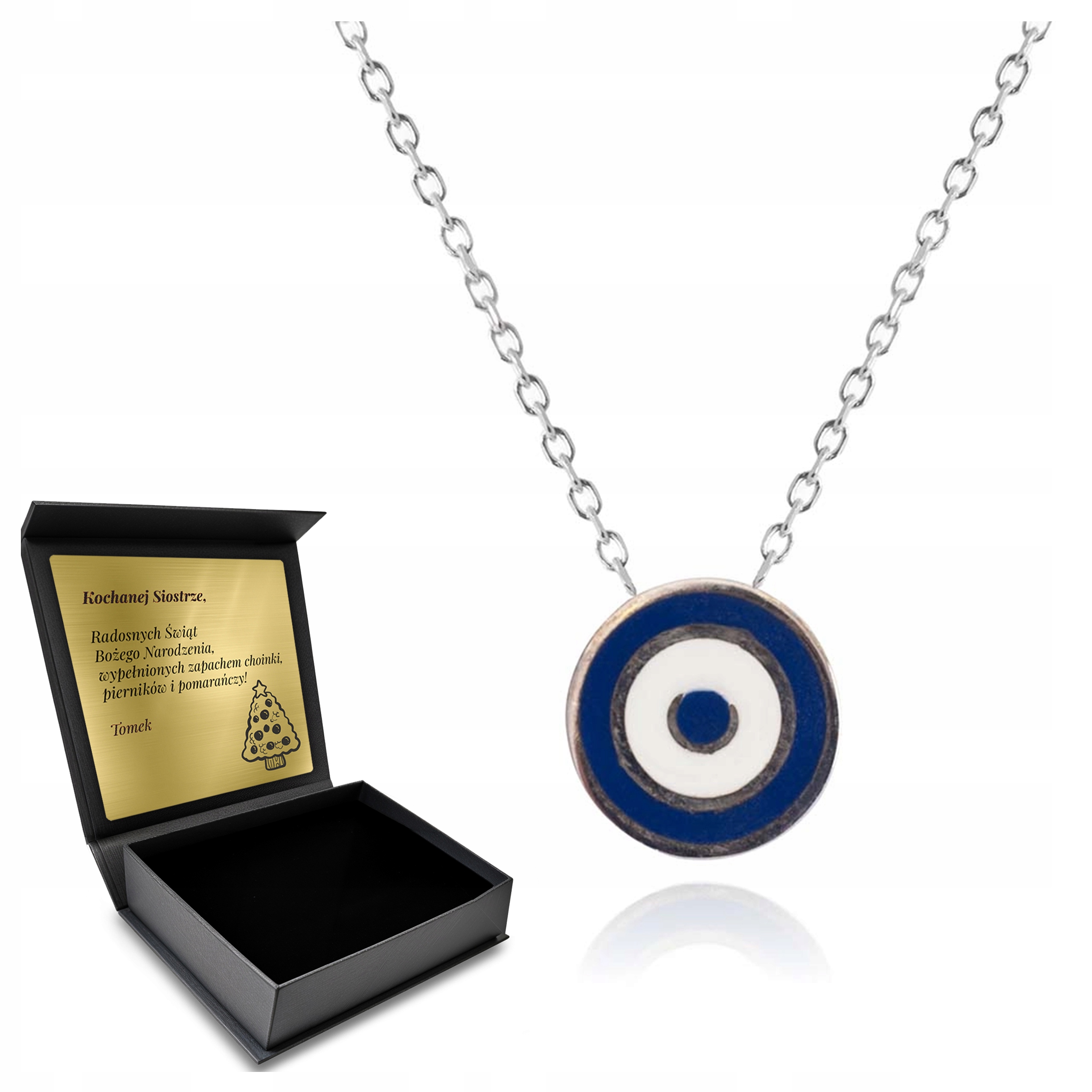 Řetízek z prorokova oka, stříbrná ochranná Krabička na talisman Gravírování Bonus