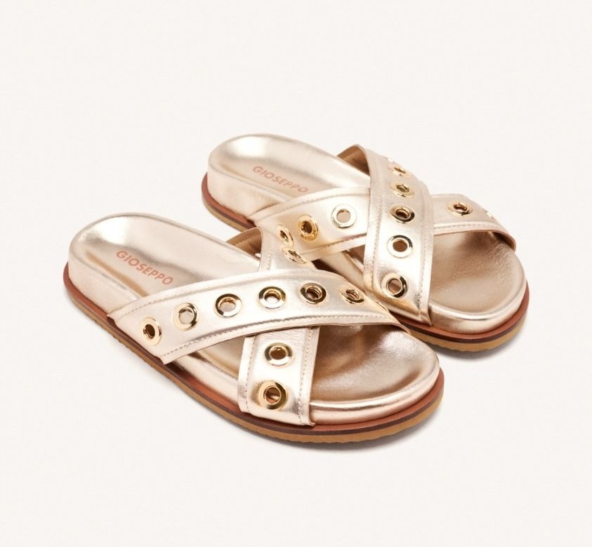 Dámské nazouváky se zlatými pásky na kříži Gioseppo Hiles 75095 r37