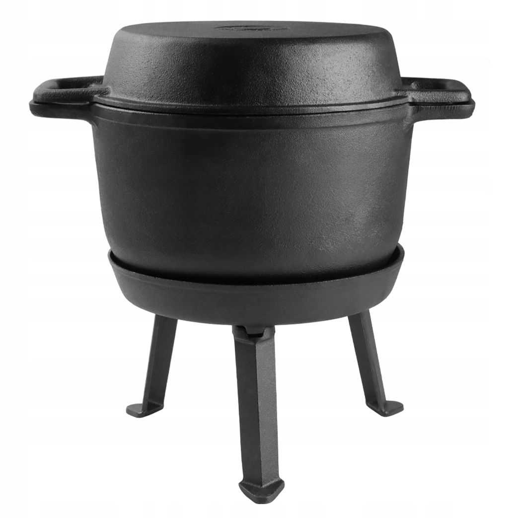 Kociołek żeliwny garnek patelnia 3w1 myśliwski 8L na ognisko