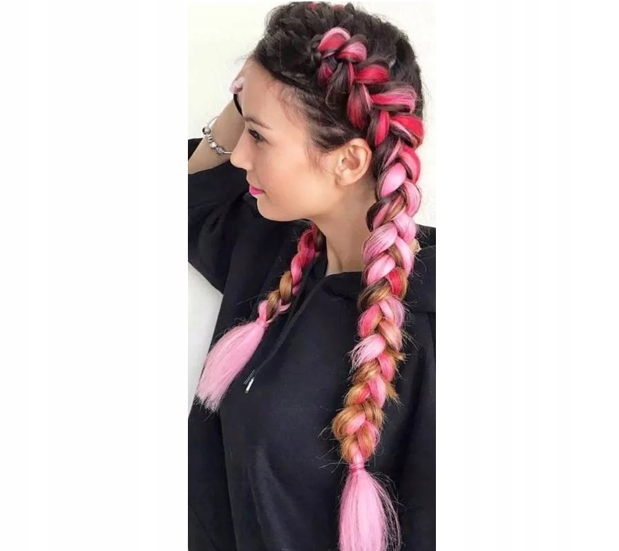 WŁOSY SYNTETYCZNE KOLOROWE WARKOCZYKI PASMA OMBRE Marka inna marka