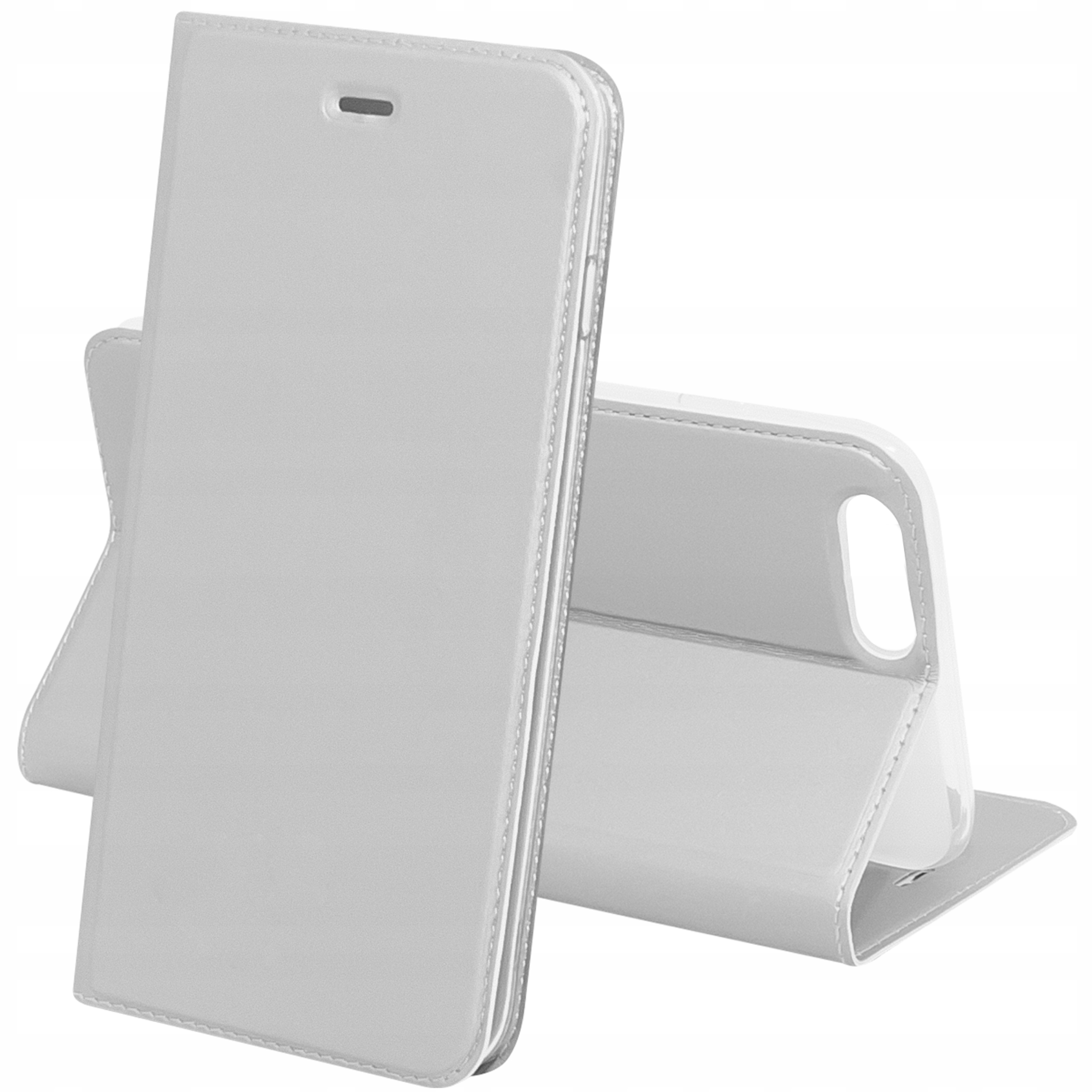 

Etui do iPhone 7 8 Plus srebrne klapka podstawka