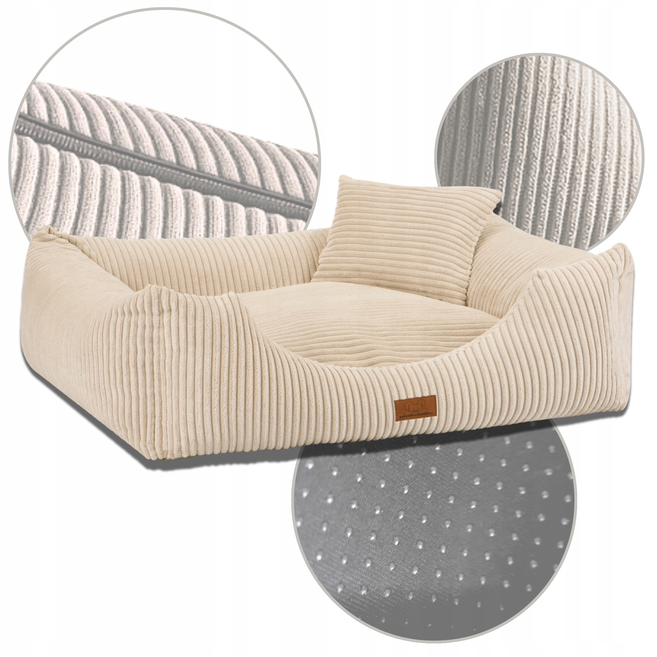 Levně Pelíšek Pro Psa Potah Pruhované Krémem 70x60 Polštář Matrace Krémová