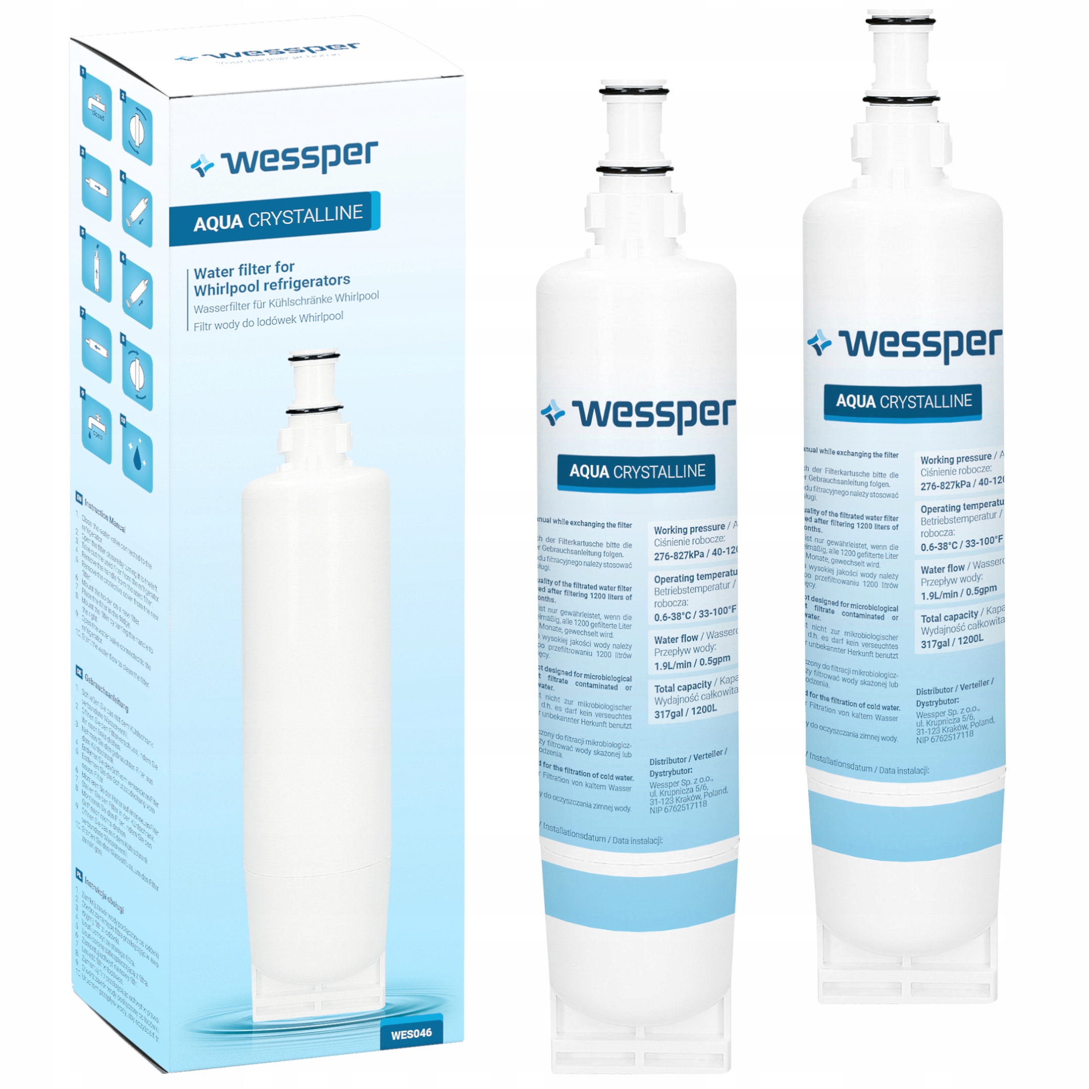 

Filtr Wody lodówki Whirlpool zamiennik SBS002 2x