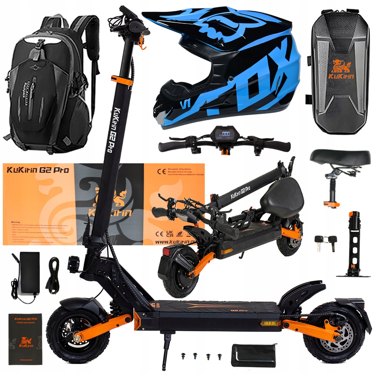 Składany Pojazd Elektryczny Kukirin G2 Pro 1000W 48V 15.6AH 45KM/H +Prezent