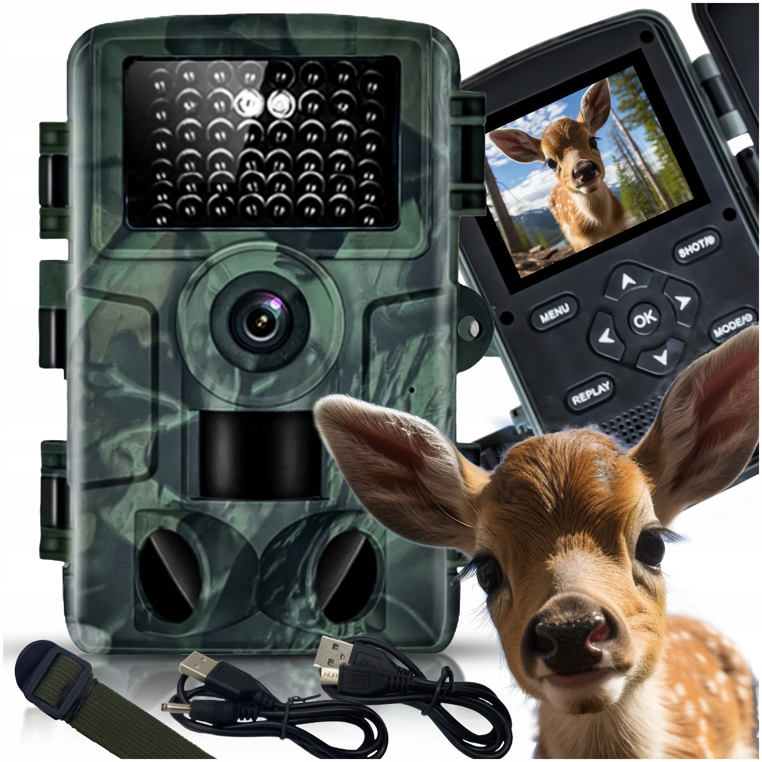 Kamera Lesní Fotopast Ir 4K/1080P Voděodolnost IP66 Polské Menu