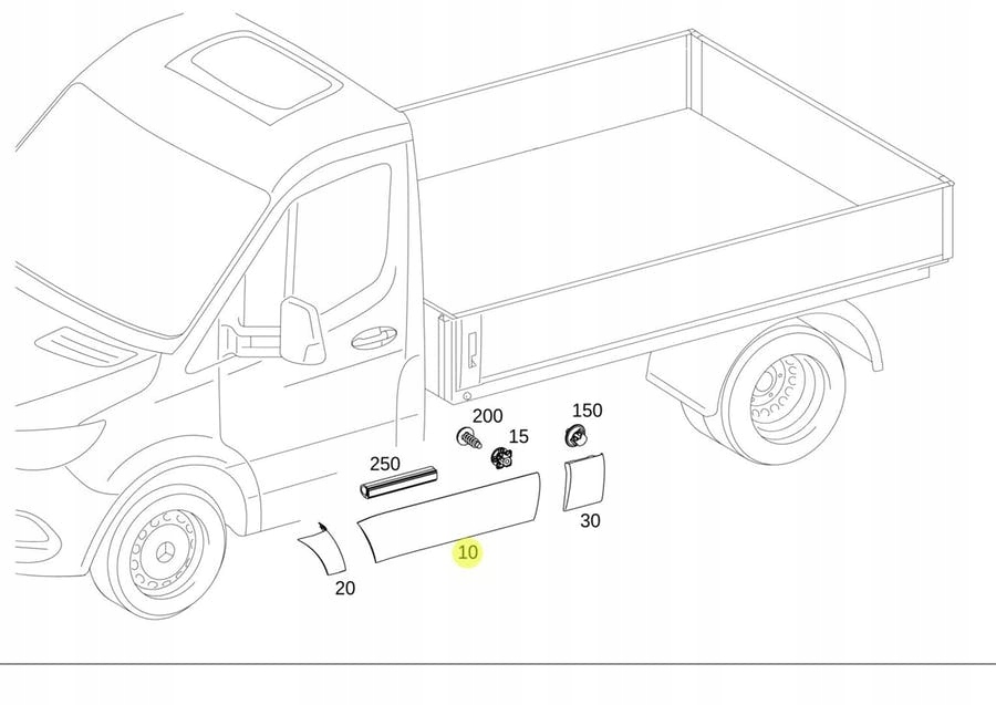 LISTWA DRZWI PRZEDNICH PRAWYCH SPRINTER 907 910