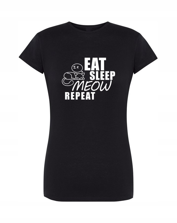 

Koszulka damska Eat Sleep Meow Repeat, czarna 2XL