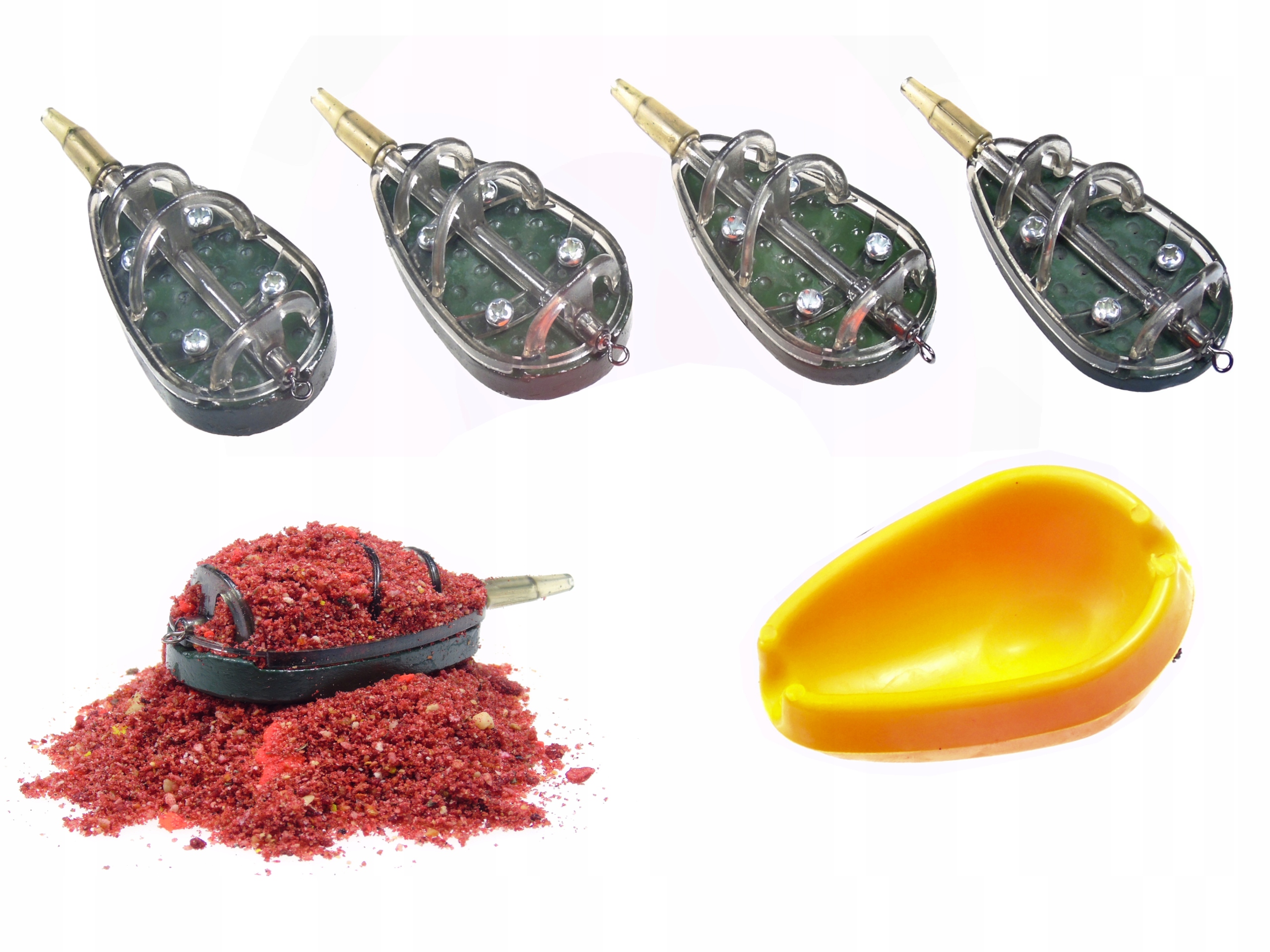 ZESTAW 4x KOSZYK DO METODY + 2x FORMA METHOD FEEDER WĘDKARSKI GRUNT 30/40 G