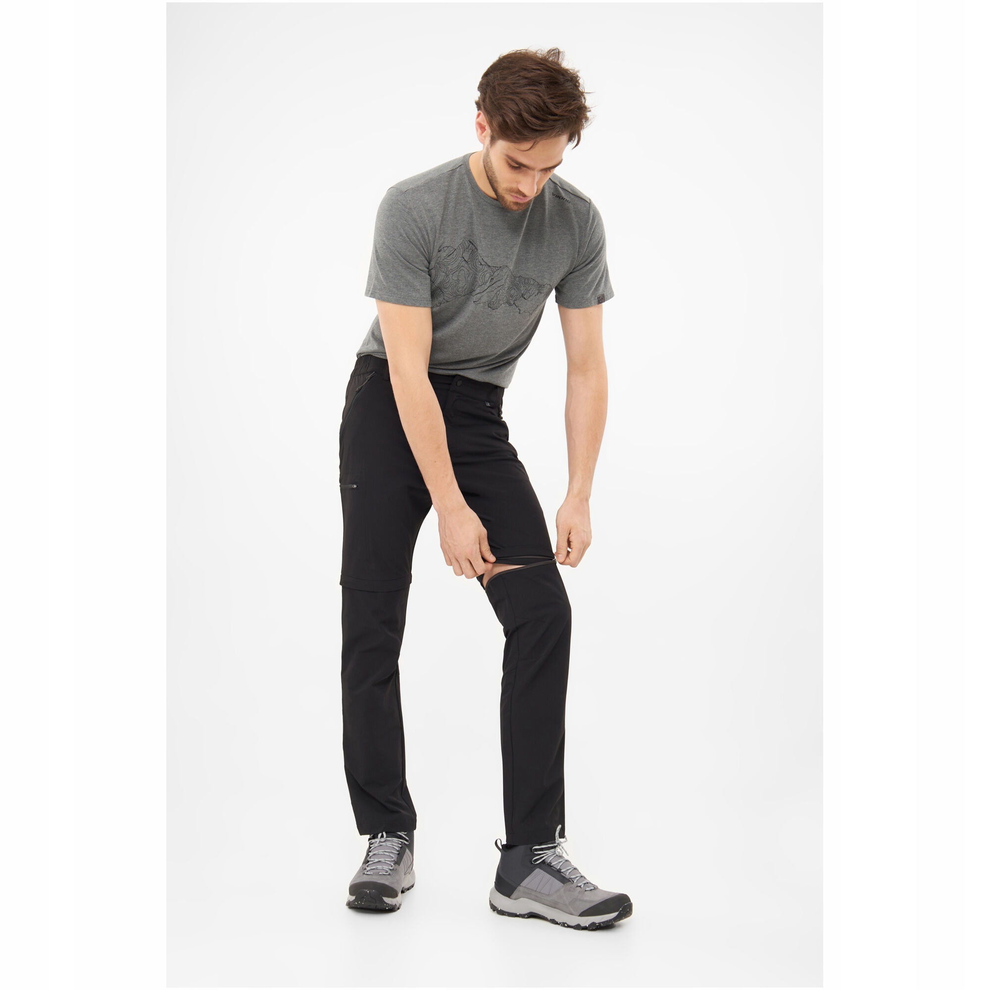 Męskie Spodnie Trekkingowe Czarne W Góry Viking Rocklyn 2IN1 Odpinane L