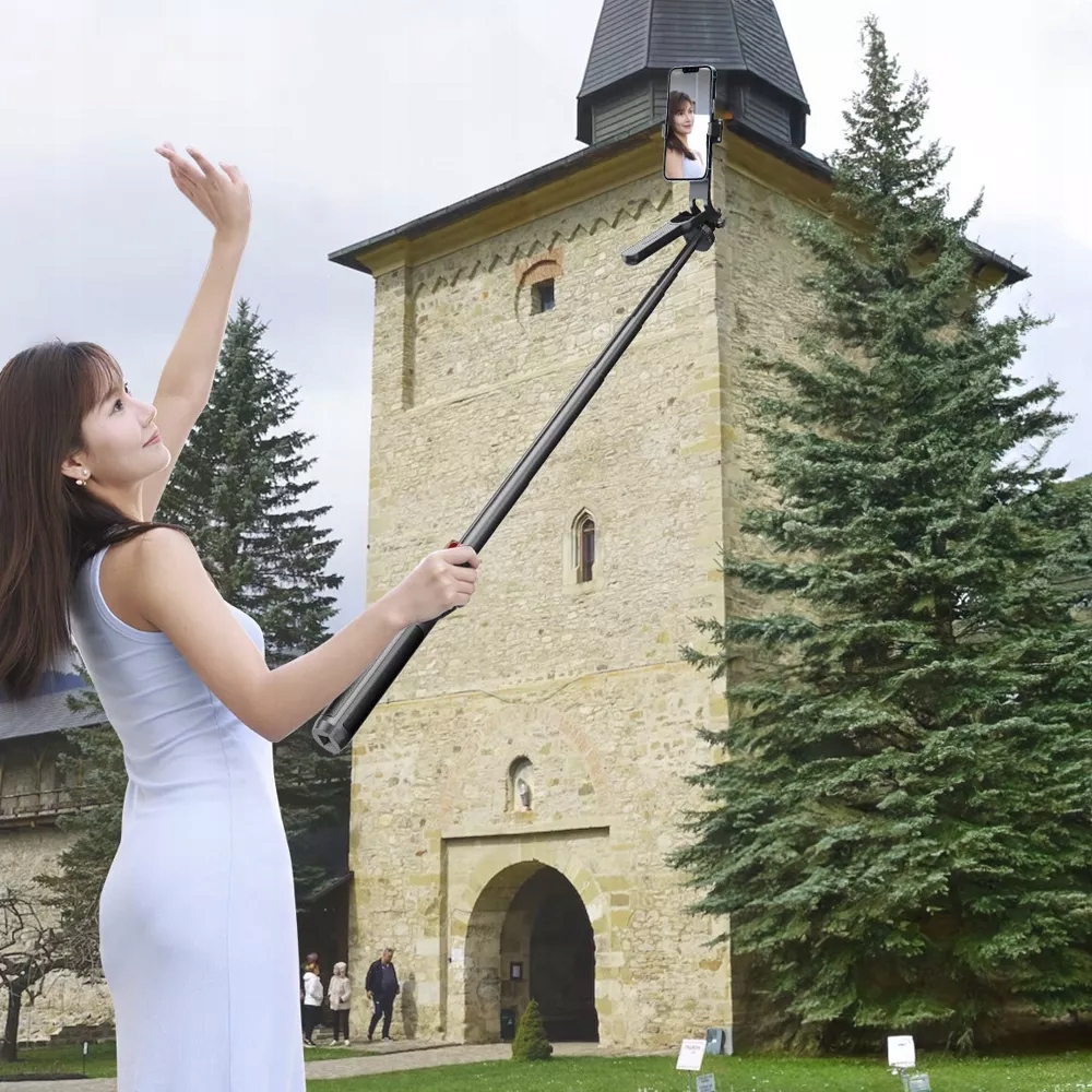 Kijek Selfie Stick Monopod Tripod Bluetooth do Smartfona IPhone 14 13 12 11 Wysokość maksymalna 180 cm