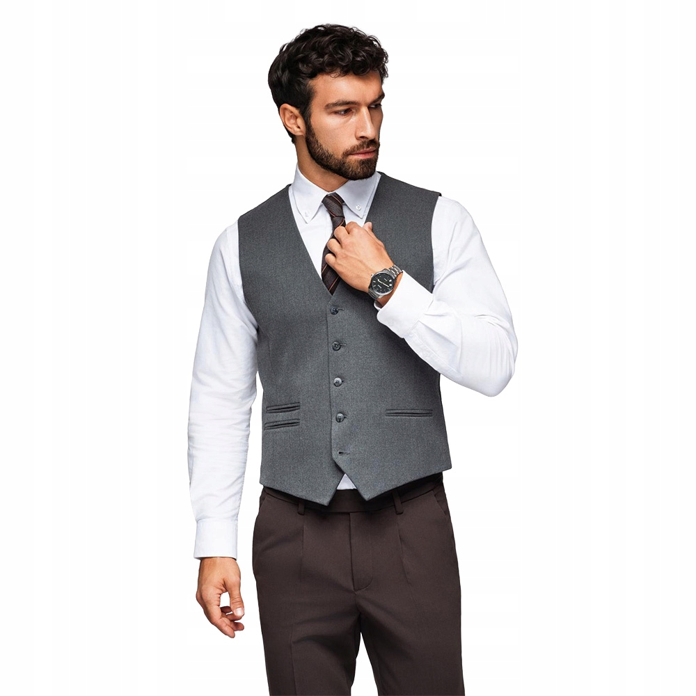 Pánská obleková vesta s podšívkou grafitová V3 OM-BLZV-0142 vel. XL