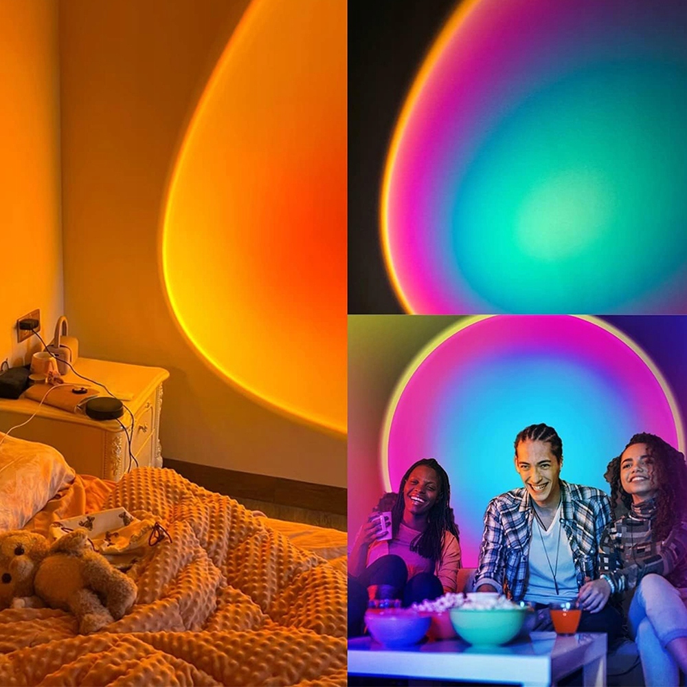 LAMPKA PROJEKCYJNA SUNSET LAMPA NOCNA ZACHÓD SŁOŃCA RGB SMART PILOT APP Marka bez marki