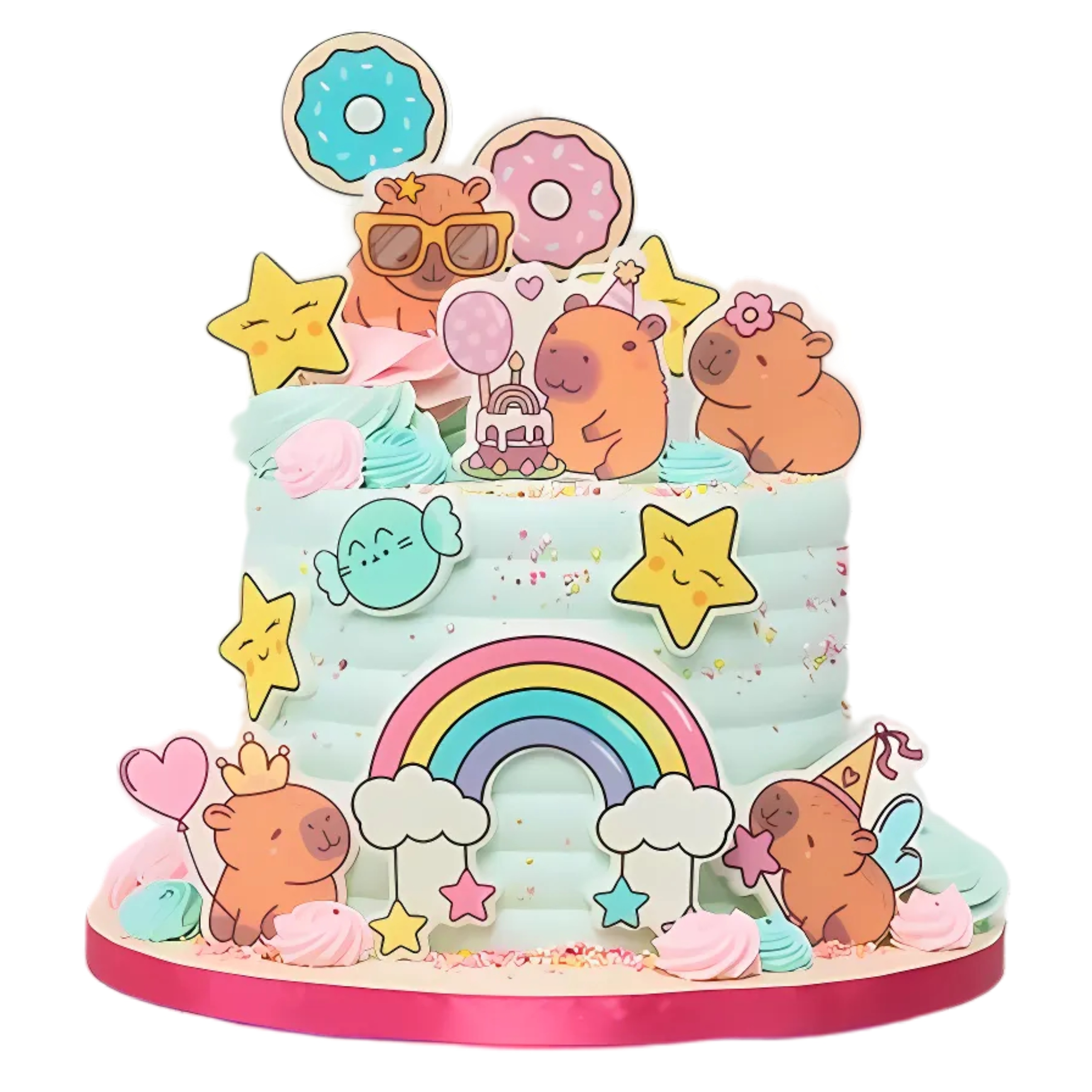 Levně Sada dekorací na dort Kapybara 13El figurky cukrové oplatky figurka