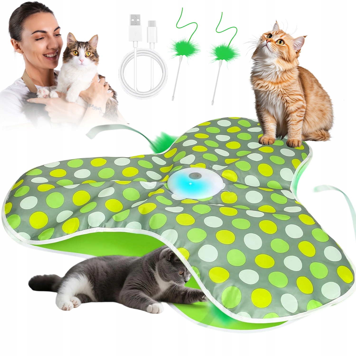 Levně Hračky Pro Kočky Interaktivní Elektronický Tichý Senzor Usb 62*62 CM