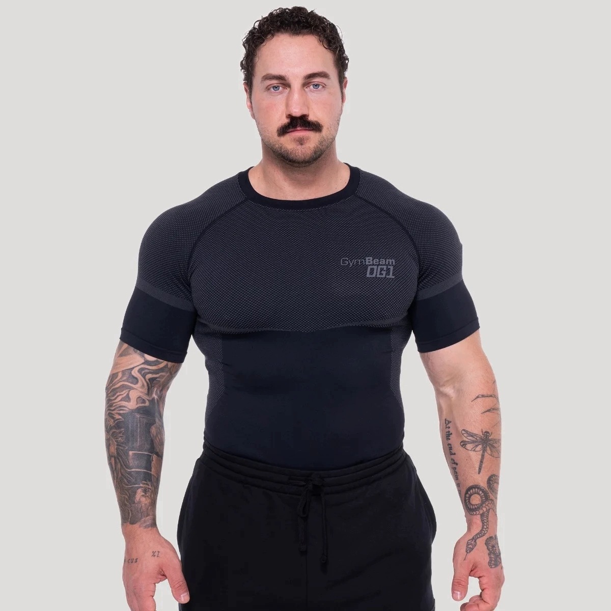 GymBeam OG1 Bezszwowa koszulka Black/Grey L