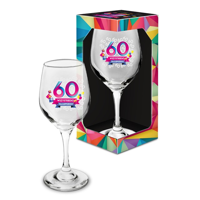 Kieliszek do wina Geometria 60 urodziny na prezent