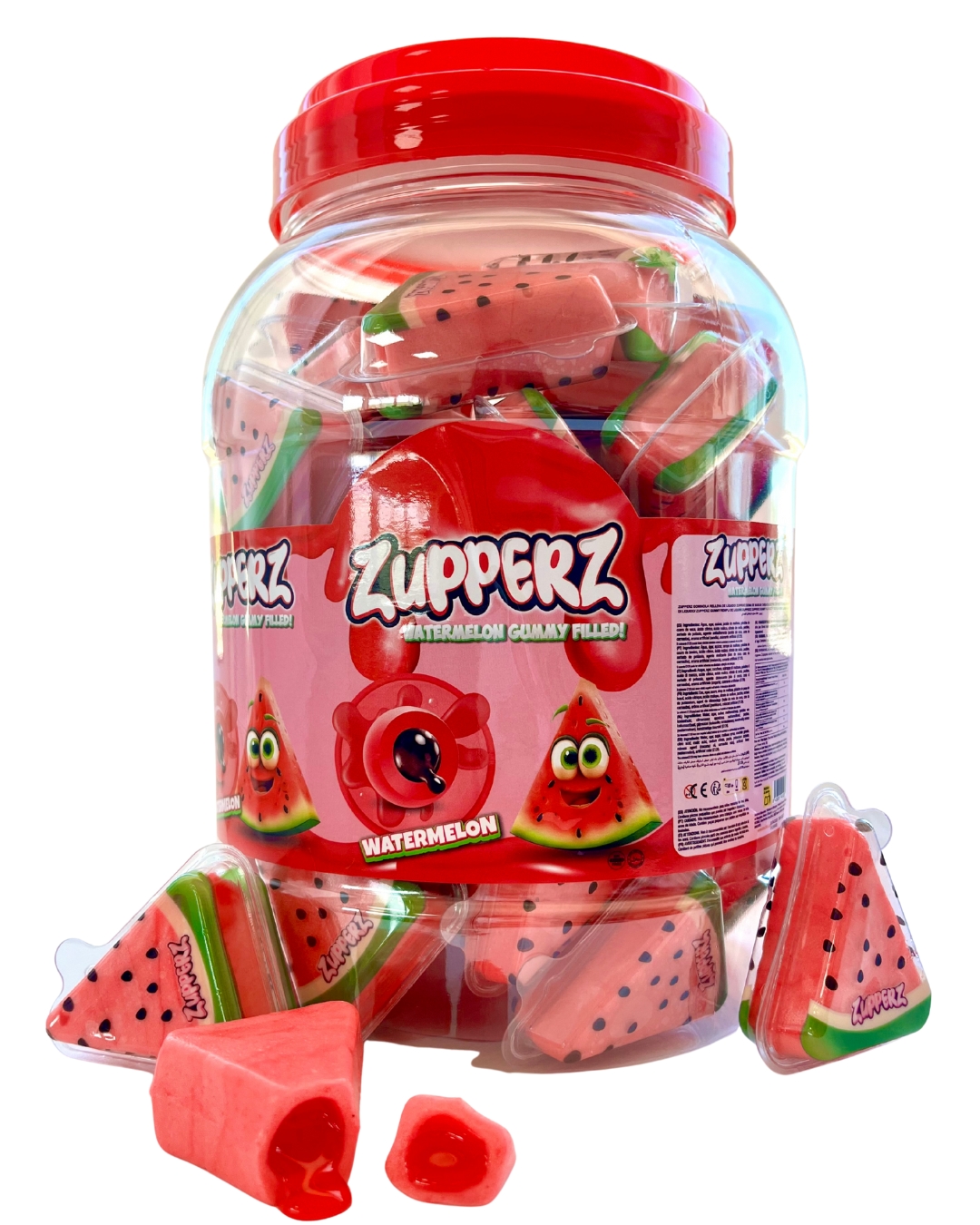 Żelki z płynnym nadzieniem arbuzowe Zupperz Watermelon słoik 900g