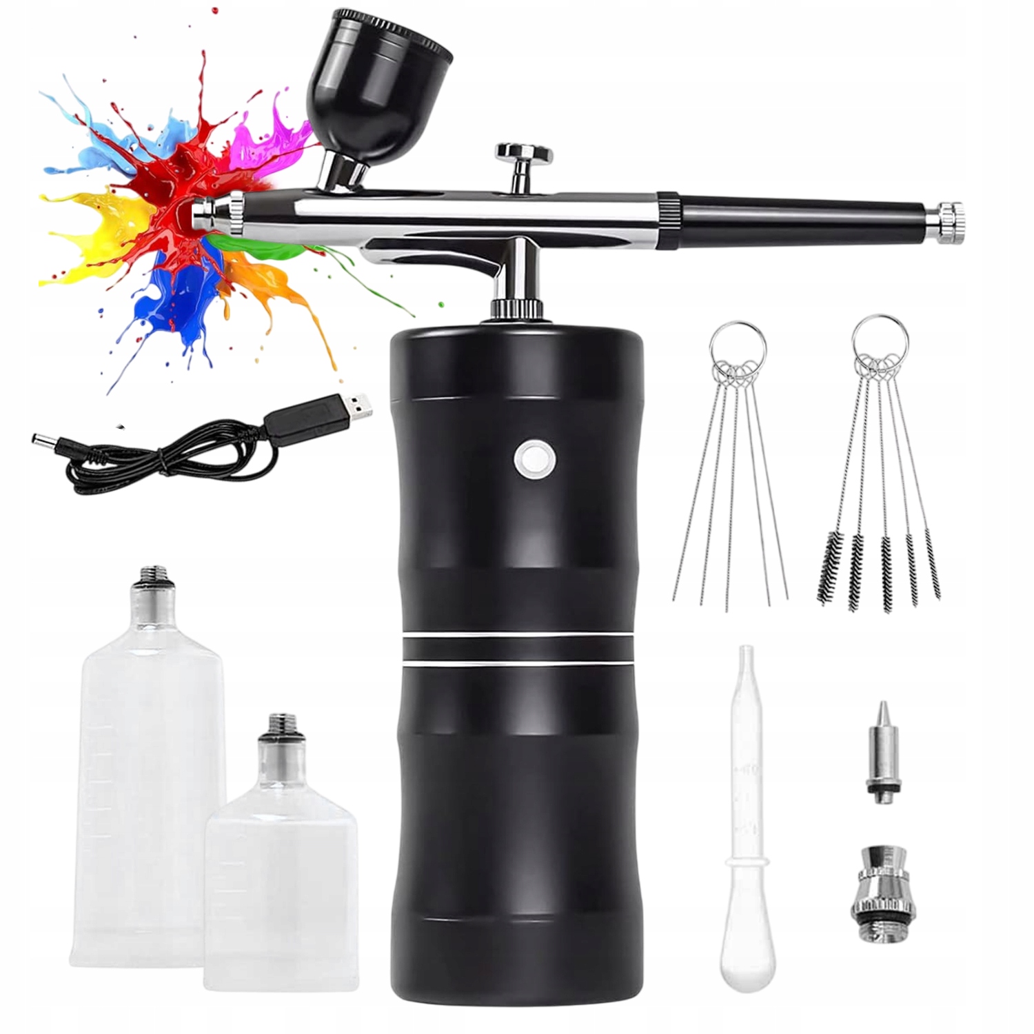 Aerograf Na Zdobení Nehtů Na Tetování Jemný Proud 34PSI Černý